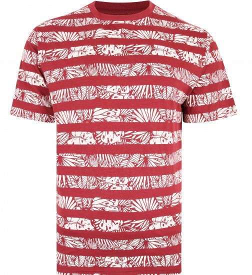 Kam Jeans 5380 Stripe Floral T-shirt Burgundy - T-särgid - Suured T-särgid 2XL – 14XL