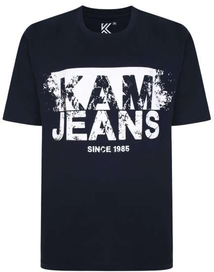 Kam Jeans 5384 Kam Logo Printed Tee Navy - T-särgid - Suured T-särgid 2XL – 14XL