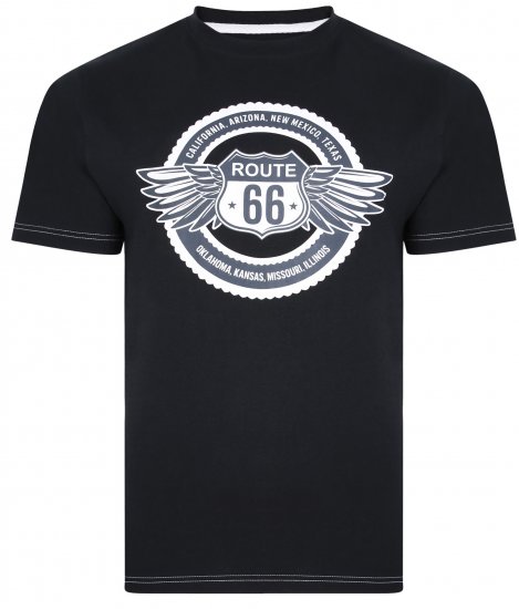 Kam Jeans 5388 Route 66 T-Shirt Black - T-särgid - Suured T-särgid 2XL – 14XL