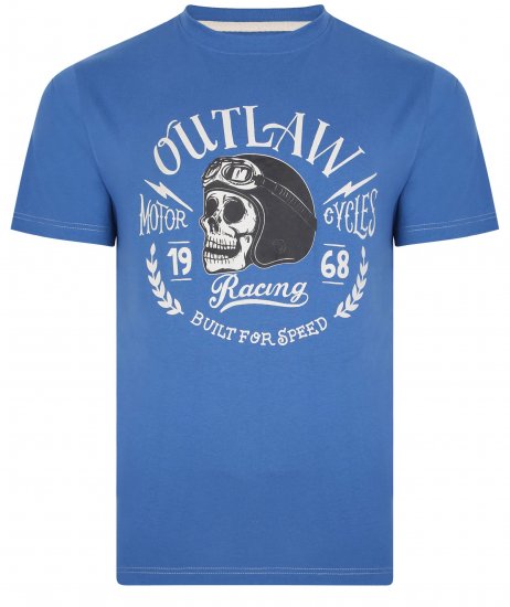 Kam Jeans 5391 Outlaws Skull Print T-Shirt Blue - T-särgid - Suured T-särgid 2XL – 14XL