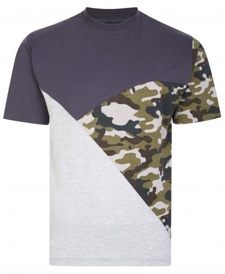 Kam Jeans 5394 Cut & Saw Camo Panel T-Shirt Charcoal - T-särgid - Suured T-särgid 2XL – 14XL