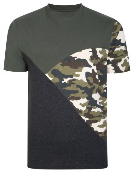 Kam Jeans 5394 Cut & Saw Camo Panel T-Shirt Khaki - T-särgid - Suured T-särgid 2XL – 14XL