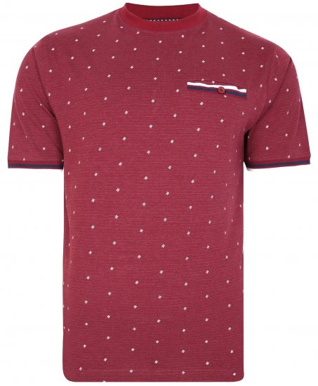 Kam Jeans 5396 Drop Needle Jersey Tee With Dobby Print Burgundy - T-särgid - Suured T-särgid 2XL – 14XL