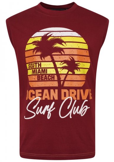 Kam Jeans 5398 Miami Beach Sleeveless Tee Burgundy - T-särgid - Suured T-särgid 2XL – 14XL