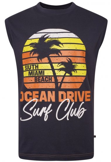 Kam Jeans 5398 Miami Beach Sleeveless Tee Indigo - T-särgid - Suured T-särgid 2XL – 14XL