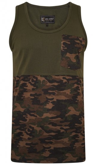 Kam Jeans 5399 Camo Panelled Sleeveless T-Shirt Khaki - T-särgid - Suured T-särgid 2XL – 14XL