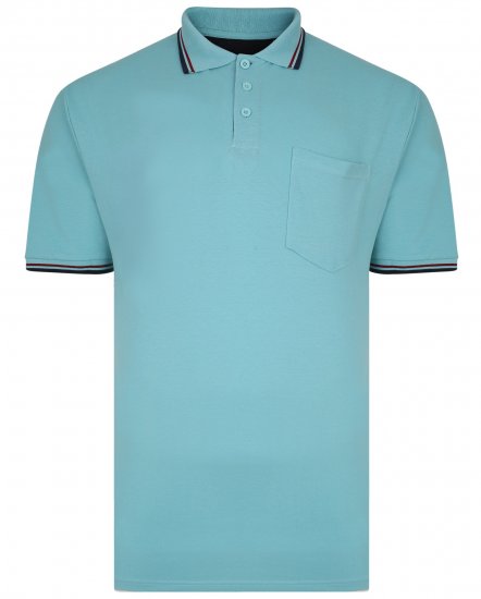 Kam Jeans 5400B Tipped Polo with Pocket Aqua - Polosärgid - Meeste suured polosärgid 2XL – 8XL
