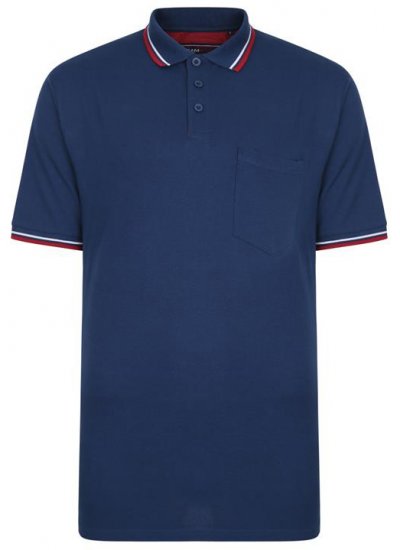 Kam Jeans 5400B Tipped Polo with Pocket Insignia Blue - Polosärgid - Meeste suured polosärgid 2XL – 8XL
