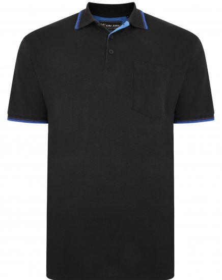 Kam Jeans 5400C Tipped Polo with Pocket Black - Polosärgid - Meeste suured polosärgid 2XL – 8XL