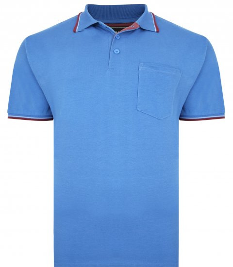 Kam Jeans 5400C Tipped Polo with Pocket Blue - Polosärgid - Meeste suured polosärgid 2XL – 8XL