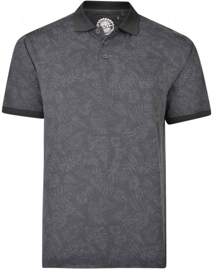 Kam Jeans 5418 Leaf print Polo Charcoal - Polosärgid - Meeste suured polosärgid 2XL – 8XL