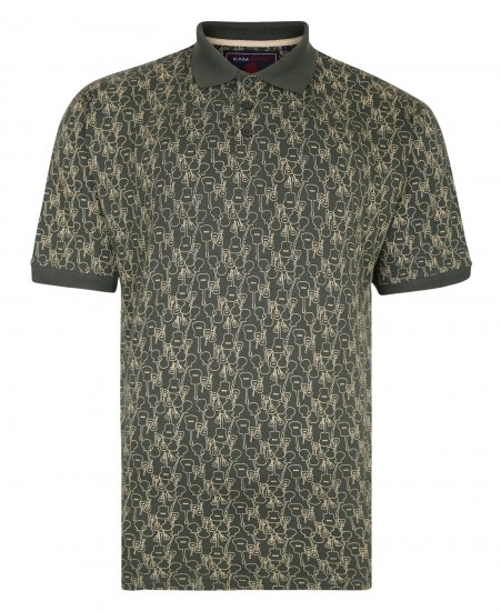 Kam Jeans Guitar Print Polo Olive - Polosärgid - Meeste suured polosärgid 2XL – 8XL