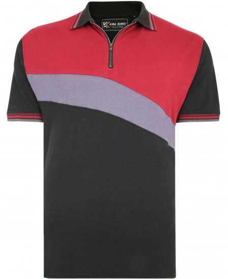 Kam Jeans 5448 Cut & Saw Polo with Zip Black - Polosärgid - Meeste suured polosärgid 2XL – 8XL