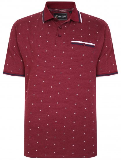 Kam Jeans 5456 Drop Needle Jersey Polo with Dobby Print Burgundy - Polosärgid - Meeste suured polosärgid 2XL – 8XL