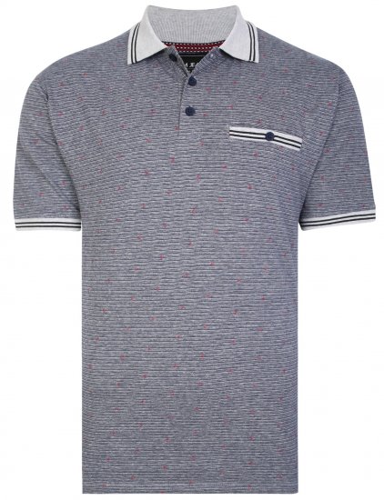 Kam Jeans 5456 Drop Needle Jersey Polo with Dobby Print Grey - Polosärgid - Meeste suured polosärgid 2XL – 8XL