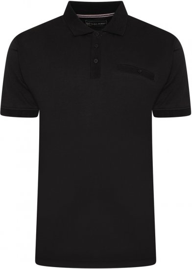 Kam Jeans 5498 Jersey Polo with Self Stripe Jacquard Collar/Cuffs Black - Polosärgid - Meeste suured polosärgid 2XL – 8XL
