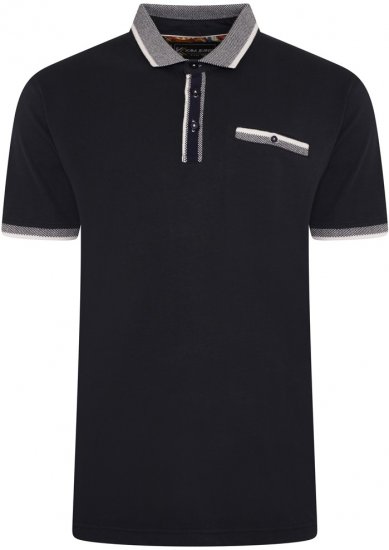 Kam Jeans 5499 Jersey Polo with Jacquard Collar/Cuffs Navy - Polosärgid - Meeste suured polosärgid 2XL – 8XL