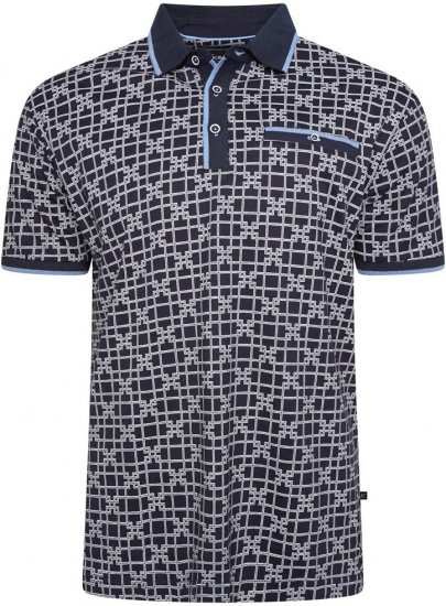 Kam Jeans 5516 Geo-Print Polo Navy - Polosärgid - Meeste suured polosärgid 2XL – 8XL