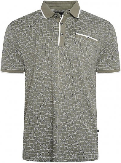 Kam Jeans 5516 Geo-Print Polo Sage - Polosärgid - Meeste suured polosärgid 2XL – 8XL
