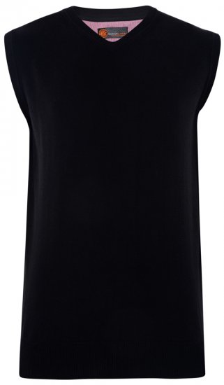 Kam Jeans V-kaelusega Kootud Vest Must - Sviitrid ja dressipluusid - Meeste suured kapuutsiga jakid suurustes 2XL – 14XL