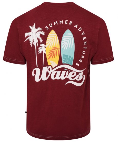 Kam Jeans 5709 Summer Adventure Print Tee Burgundy - T-särgid - Suured T-särgid 2XL – 14XL