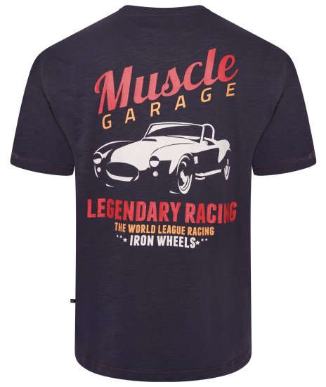 Kam Jeans 5710 Legendary Racing Slub Tee With Back Print Navy - T-särgid - Suured T-särgid 2XL – 14XL