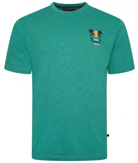 Kam Jeans 5711 Endless Summers Slub Tee With Back Print Emerald - T-särgid - Suured T-särgid 2XL – 14XL