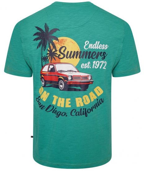 Kam Jeans 5711 Endless Summers Slub Tee With Back Print Emerald - T-särgid - Suured T-särgid 2XL – 14XL