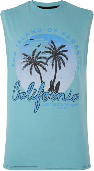 Kam Jeans 5727 California Paradise Sleeveless T-Shirt Light Blue - T-särgid - Suured T-särgid 2XL – 14XL