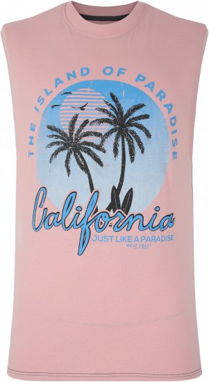 Kam Jeans 5727 California Paradise Sleeveless T-Shirt Pink - T-särgid - Suured T-särgid 2XL – 14XL