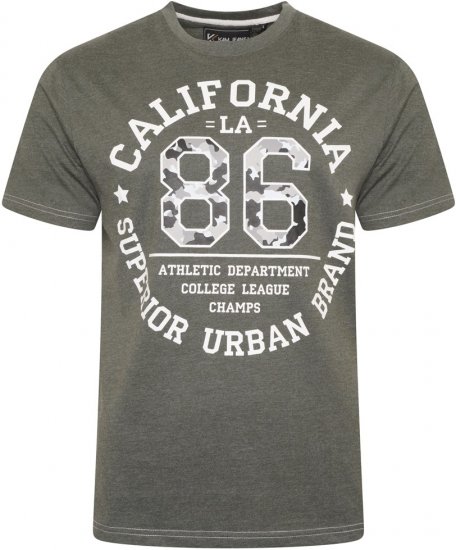 Kam Jeans 5748 California Camo 86 Print T-Shirt Khaki Marl - T-särgid - Suured T-särgid 2XL – 14XL