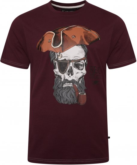Kam Jeans 5752 Real Pirates Print T-Shirt Dark Red - T-särgid - Suured T-särgid 2XL – 14XL