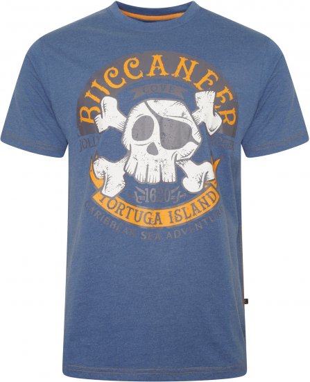 Kam Jeans 5753 Buccaneer Print T-Shirt Blue - T-särgid - Suured T-särgid 2XL – 14XL
