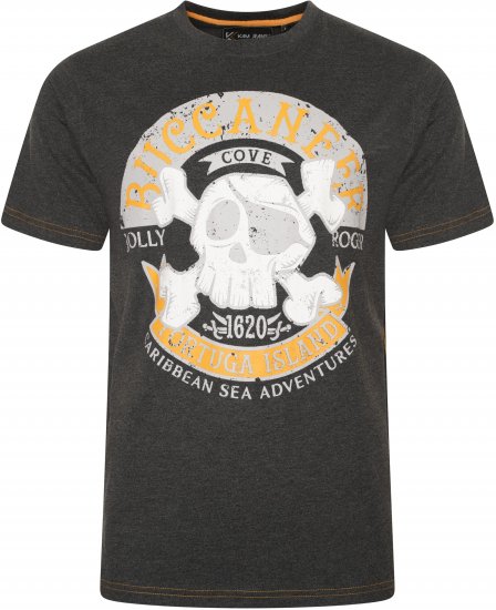 Kam Jeans 5753 Buccaneer Print T-Shirt Charcoal Marl - T-särgid - Suured T-särgid 2XL – 14XL