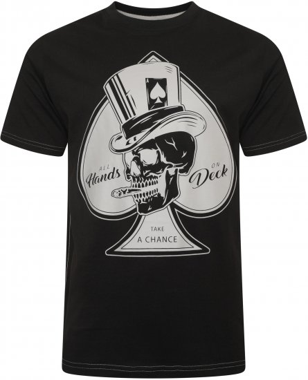 Kam Jeans 5757 Hands on Deck Skull Print T-Shirt Black - T-särgid - Suured T-särgid 2XL – 14XL