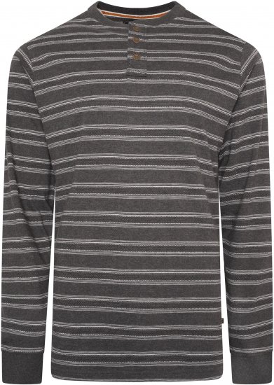Kam jeans 5761 Embossed Waffle Stripe Long Sleeve Henley Shirt Charcoal - Polosärgid - Meeste suured polosärgid 2XL – 8XL