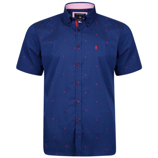 Kam Jeans 6160 Short Sleeve Dobby Print Shirt Twilight Blue - Särgid - Meeste suured särgid 2XL – 8XL