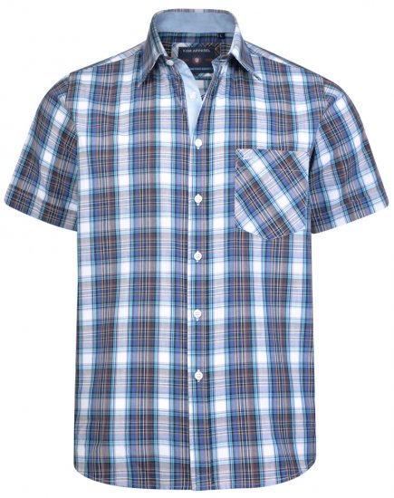 Kam Jeans 6163 Short Sleeve Shirt Blue - Särgid - Meeste suured särgid 2XL – 8XL