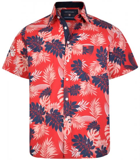 Kam Jeans 6166 Hawaii Shirt Red - Särgid - Meeste suured särgid 2XL – 8XL