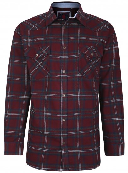 Kam Jeans 6194 Long Sleeve Flannel Shirt Burgundy - Särgid - Meeste suured särgid 2XL – 8XL
