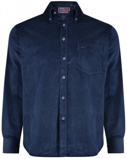 Kam Jeans 6195 Long Sleeve Corduroy Shirt Navy - Särgid - Meeste suured särgid 2XL – 8XL