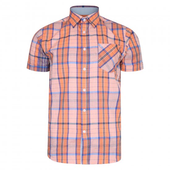 Kam Jeans 6201 Summer Casual Check Shirt Peach - Särgid - Meeste suured särgid 2XL – 8XL