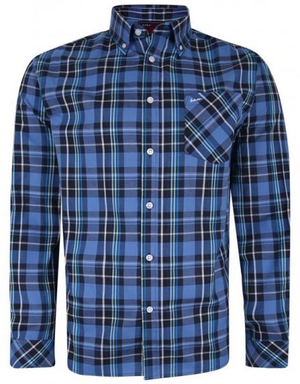 Kam Jeans 6208 LS Casual Check Shirt Denim - Särgid - Meeste suured särgid 2XL – 8XL