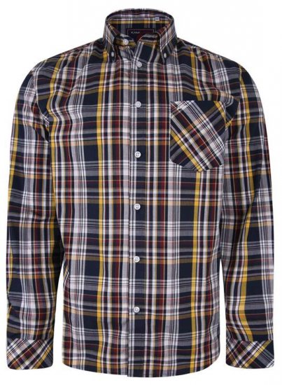 Kam Jeans 6208 LS Casual Check Shirt Navy - Särgid - Meeste suured särgid 2XL – 8XL