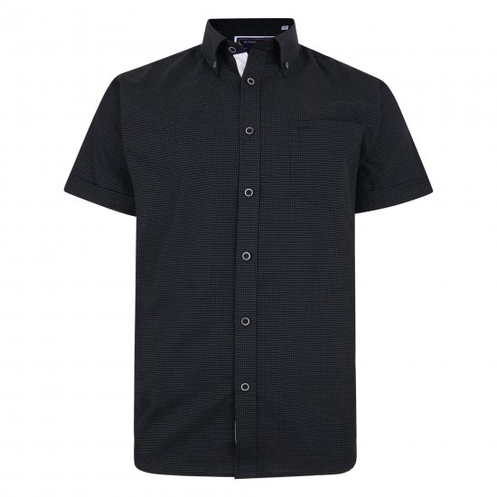 Kam Jeans 6210 SS Dobby Stitch Shirt Black - Särgid - Meeste suured särgid 2XL – 8XL
