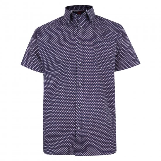 Kam Jeans 6211 SS Dobby Print Shirt Navy - Särgid - Meeste suured särgid 2XL – 8XL