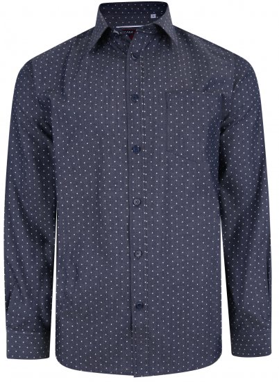 Kam Jeans KBS 6212 Star Print Chambray Shirt Indigo - Särgid - Meeste suured särgid 2XL – 8XL