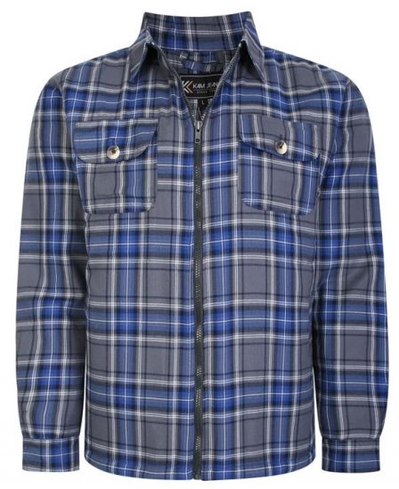 Kam Jeans 6231 Sherpa Lined Flannel Shirt with Zipper Charcoal - Särgid - Meeste suured särgid 2XL – 8XL