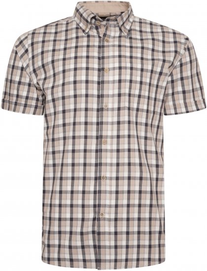 Kam Jeans 6282 Casual SS Check Shirt Beige - Särgid - Meeste suured särgid 2XL – 8XL