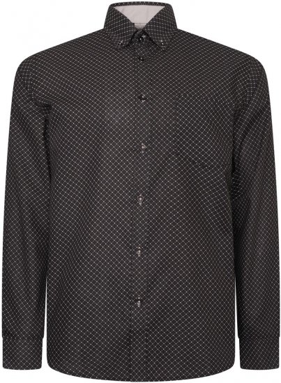 Kam Jeans 6299 Long Sleeve All Over Diamond Print Shirt Black - Särgid - Meeste suured särgid 2XL – 8XL
